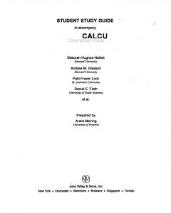 Applied Calculus, Student Study Guide