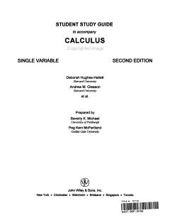 Calculus, Student Study Guide