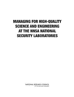 Managing for High-Quality Science and Engineering at the NNSA National Security Laboratories