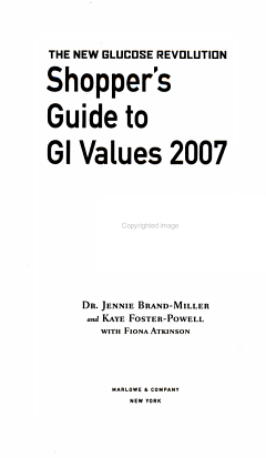 The New Glucose Revolution Shopper\'s Guide to Low GI Values 2007