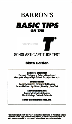 Barron\'s Basic Tips on the SAT, Scholastic Aptitude Test