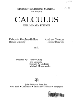 Calculus - Preliminary Edition, Student Solutions Manual