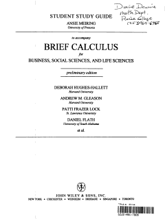 Brief Calculus, Student Study Guide