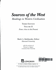 Sources of the West: From the 1600 to the present