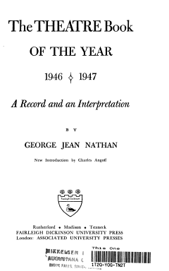 The Theatre World of George Jean Nathan