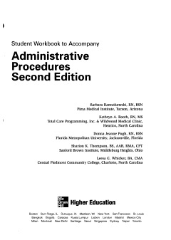 Student Workbook to accompany Administrative Procedures for Medical Assisting