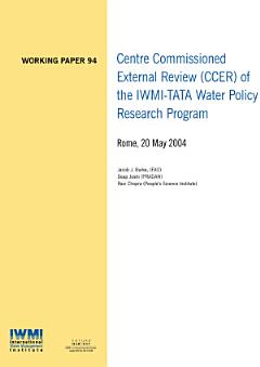 Centre Commissioned External Review (CCER) of the IWMI-TATA Water Policy Research Program