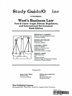 Study Guide/outline to Accompany West\'s Business Law