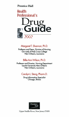 Prentice Hall Health Professional\'s Drug Guide 2002