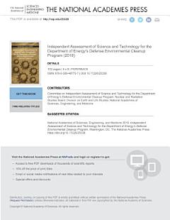 Independent Assessment of Science and Technology for the Department of Energy\'s Defense Environmental Cleanup Program