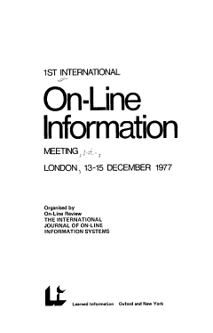 1st International On-Line Information Meeting