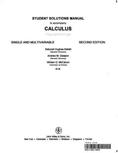 Calculus, Student Solutions Manual