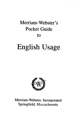 Merriam-Webster\'s Pocket Guide to English Usage